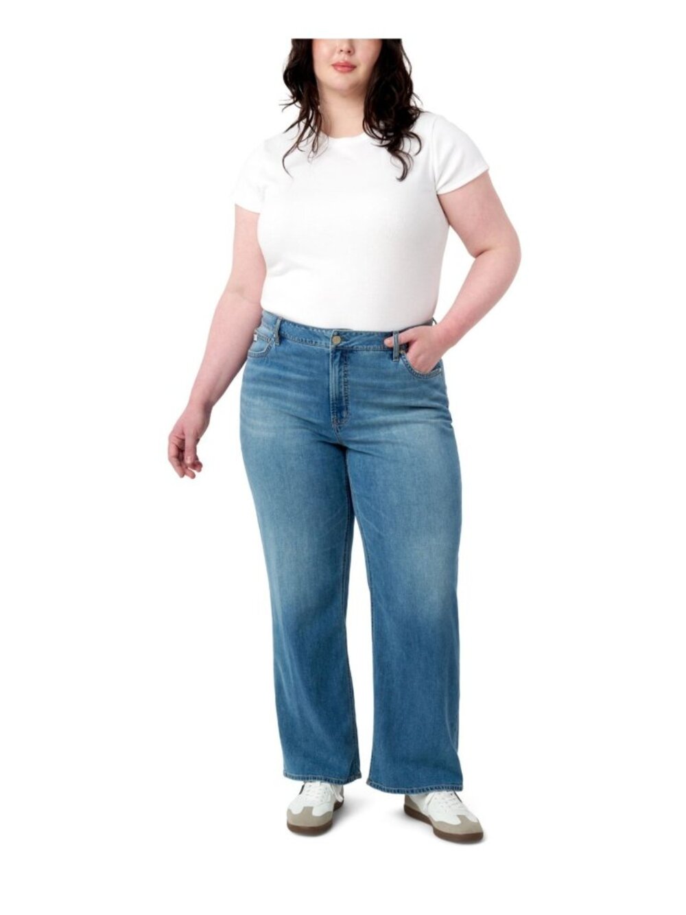 Seven7 Plus Size 20W Comfy Featherweight Wide Leg cotton rayon Jeans Blue $89